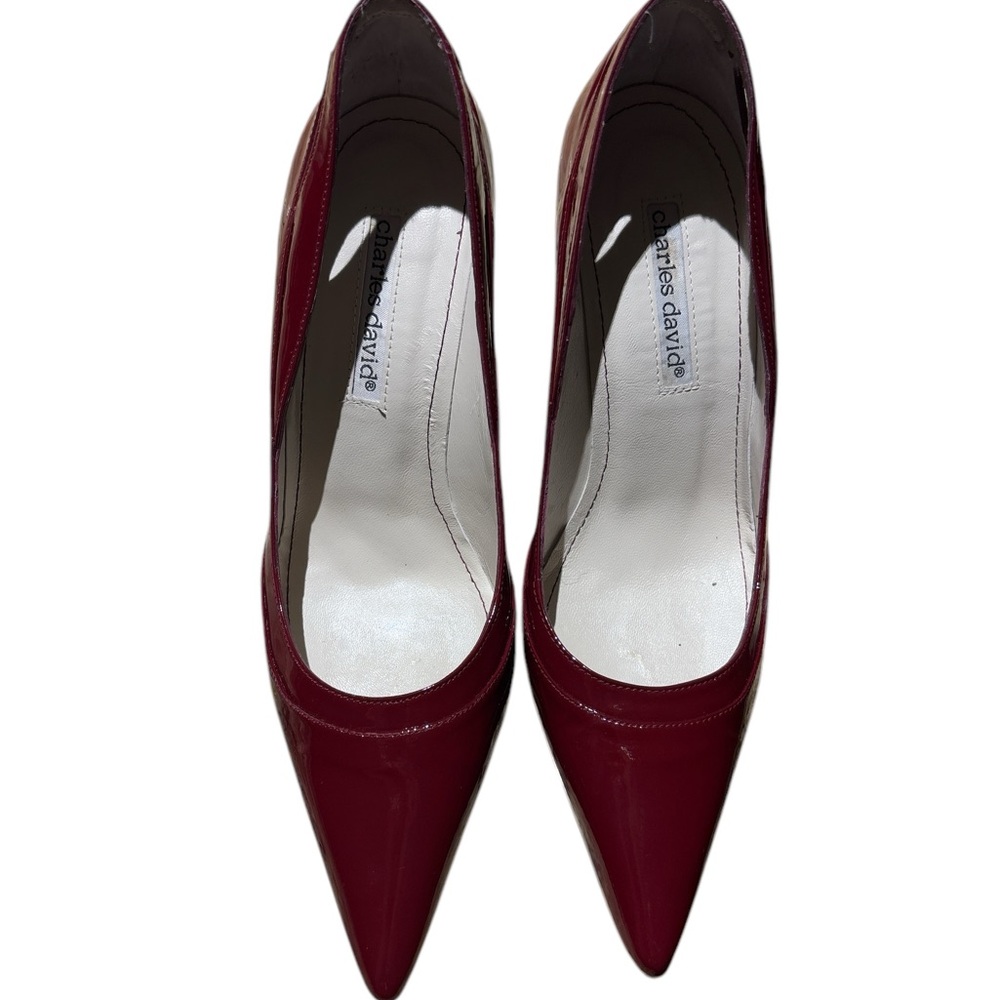 CHARLES DAVID Red Patent Pointy Heels!!